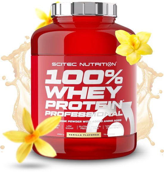 Scitec Nutrition® - 100% Whey Protein Professional (2350 gram - Vanilla) - Vanille - 78 eiwitshakes - Premium proteine poeder - eiwitpoeder met aminozuren