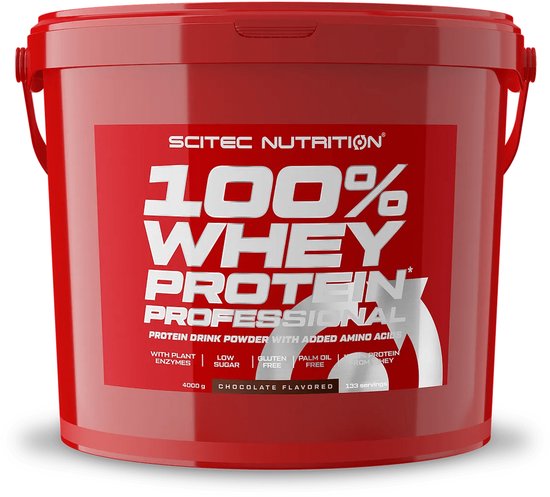 Scitec Nutrition® - 100% Whey Protein Professional (4000 gram - Chocolate) - Chocolade - 133 eiwitshakes - Premium proteine poeder - eiwitpoeder met aminozuren