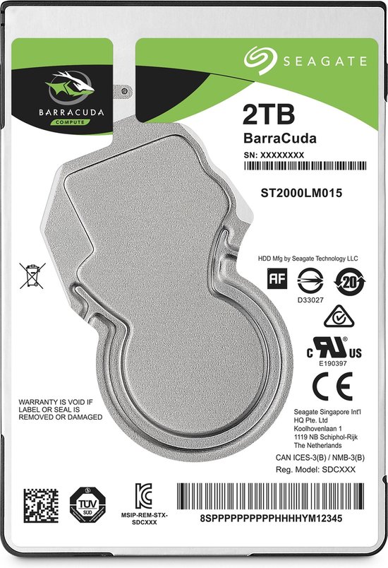 Seagate BarraCuda - Interne harde schijf - 2 TB van Seagate