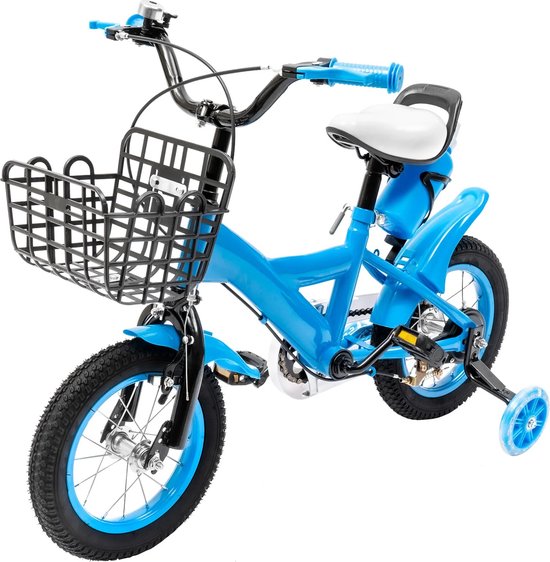 Seastone Kinderfiets - 12 inch - met zijwieltjes - blauw - jongensfiets - Geschikt vanaf 2 jaar van Seastone