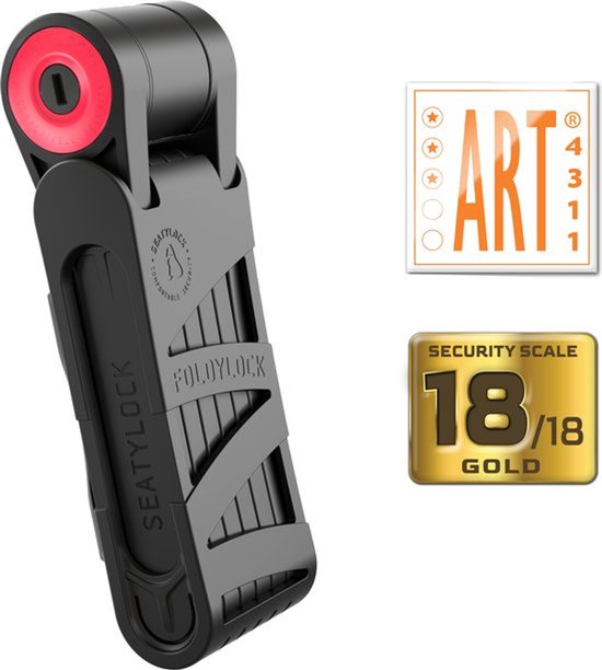 Seatylock FoldyLock 90 Fietsslot Vouwslot - ART 3 - 18/18 Gold Hoge Kwaliteit - Voor elk type Fiets - Met Houder 90cm