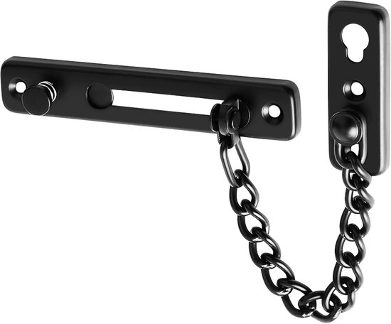 Security Door Chain - Anti-theft Door Lock - Press To Unlock Stainless Steel Door Chain Met Schroeven - Matte Black Finish - EFD9000-B van Merkloos