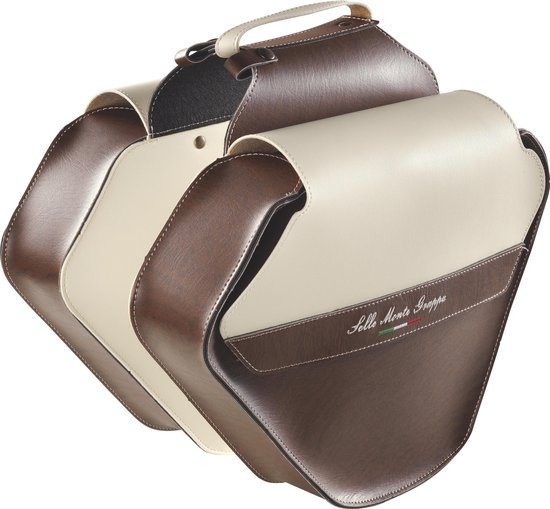 Selle Monte Grappa Fashion - Dubbele Fietstas - Kunstleer - 33 Liter - Donkerbruin / Wit van Selle Monte Grappa