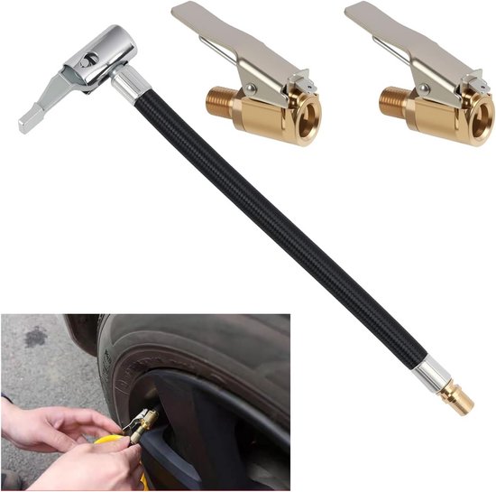 Set Banden Accessoires: 20cm Hogedruk Vulslang met 2 Ventiel Hefboomstokken - Voor Auto, Motor en Fiets