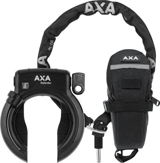 Set bestaande uit AXA Defender – ART 2 sterren keurmerk - Frameslot - Met RLC plug-in ketting 100 cm - Inclusief opbergtas - Zwart van AXA
