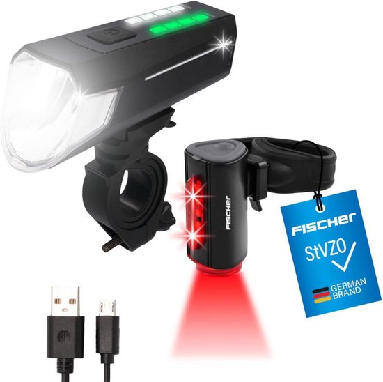 Set Fietsverlichting USB Oplaadbaar Voor- en Achterlicht met 360° Zichtbaarheid