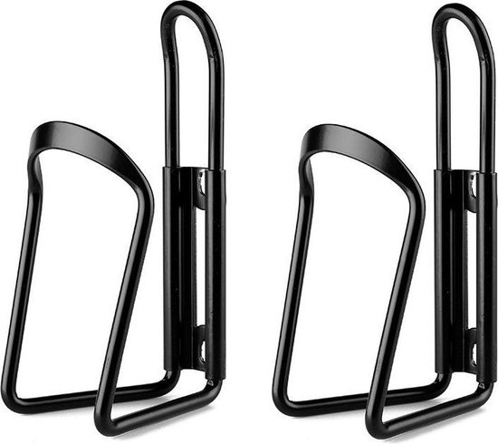 Set stevige aluminium bidonhouders - 2 stuks - lichtgewicht - Zwart