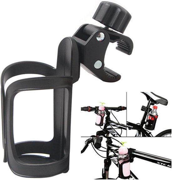 Set van 1 stuk - Bidonhouder - Bidonhouder voor de fiets - Bekerhouder - Verstelbaar - Fietsaccessoire - 4 cm clip - Geschikt voor motorfietsen, fietsen, kinderwagens, enz. - 14*7 cm - Zwart