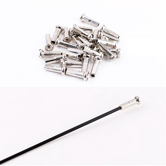 Set van 10 stalen fietsspeichen 14G met nippels - zwart - 270mm lengte