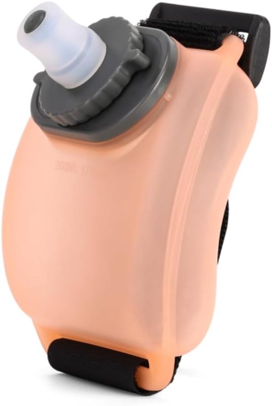 Set van 2 draagbare waterflessen voor om de pols (200 ml) – hoogwaardige siliconen fles voor hydratatie tijdens hardlopen, marathons, fitness, wielrennen en rotsklimmen (oranje)