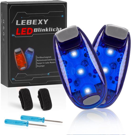 Set van 2 LED Knipperlichten - Veiligheidslamp voor Kinderen, Schooltas, Fiets, Wandelwagen - 3 Lichtstanden (Blauw)