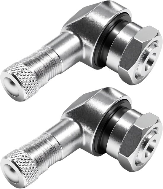 Set van 2 Motorband Ventielen met 90 Graden Hoek, Ventieladapter voor Tubeless Fietsen, Geschikt voor Aluminium Ventieldoppen met 1 cm Diameter