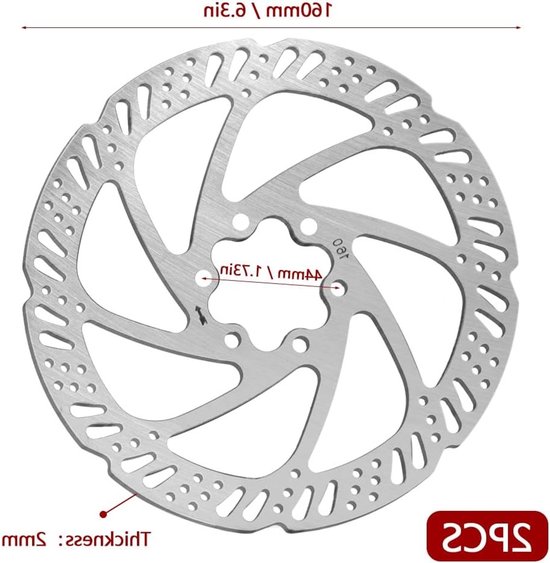 Set van 2 RVS Fietsschijfremmen 160mm met 12 Schroeven voor Mountainbike en Racefiets - Hoge Kwaliteit, Duurzaam en Betrouwbaar