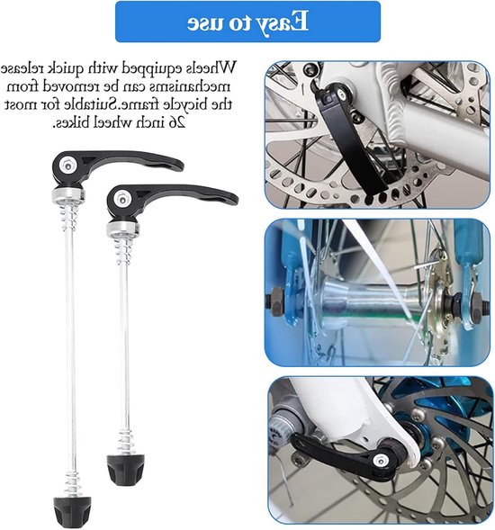 Set van 2 Snelle Ontgrendeling Skewers voor Fietsen, Geschikt voor 66cm Wielen, Voor Voor- en Achterwielen, Ideaal voor Racefietsen en Mountainbikes van Merkloos
