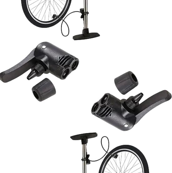 Set van 2 zwarte fietspomp adapters met 3-in-1 functie