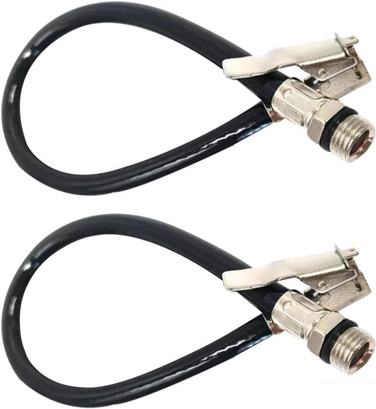 Set van twee bandenpompslangen, inclusief luchtslangen, autobandenpompslangen en bandenpompadapters met flexibele rubberen slangen, voor voor fietsen, motoren, auto's en vrachtwagens.