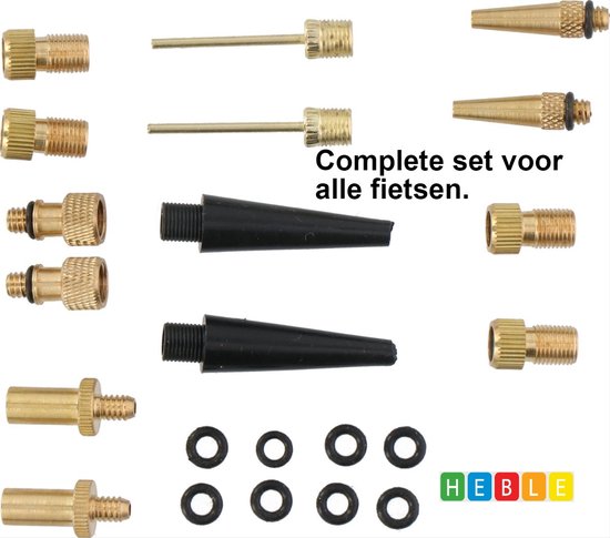 Set Verloopnippels - 14 Stuks - Adapter Fietsventiel - Ballenpomp - Universeel - Heble® van Heble®