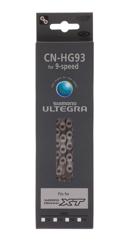Shimano 9-speed fietsketting - 116 schakels - Duurzaam en corrosiebestendig - Geschikt voor MTB en weggebruik