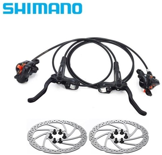 Shimano Hydraulische schijfremset MT200 Voor + Achter compleet inclusief 160mm remschijven