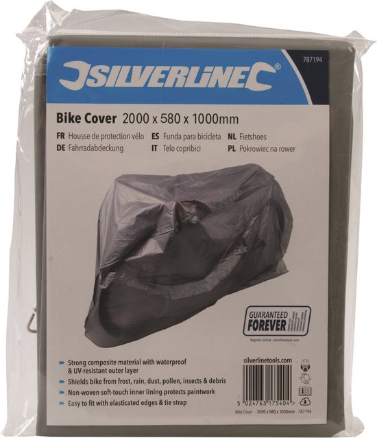 Silverline Beschermhoes fiets - waterdicht en UV-bestendig - 200 x 58 x 100 cm van Silverline