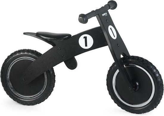 Simply For Kids Balance Bike Black Houten Loopfiets Met Anti-Lek Band