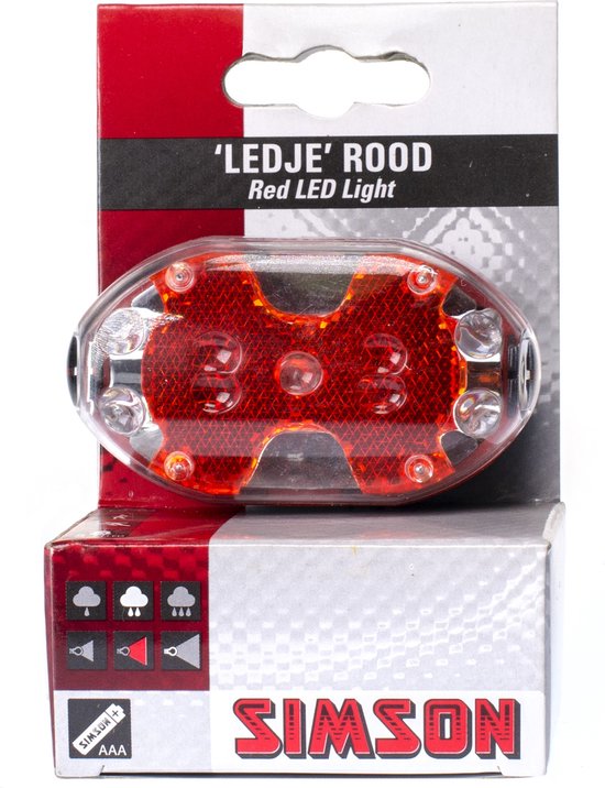 Simson Achterlicht fiets - 5 LED's - Eenvoudige montage - Inclusief batterijen