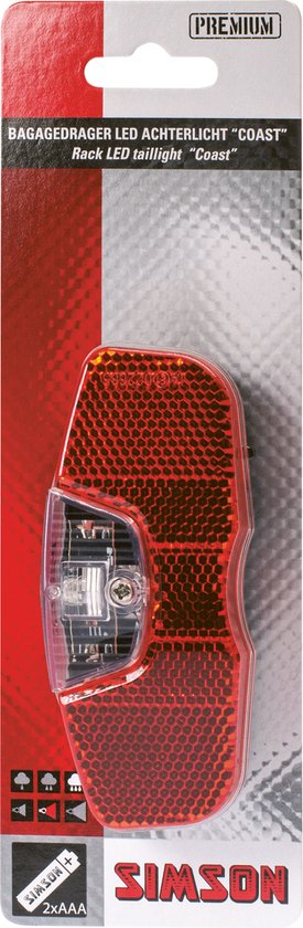 Simson Bagagedrager achterlicht - 1 LED - 100 uur brandtijd - Spatwaterdicht - Inclusief batterijen