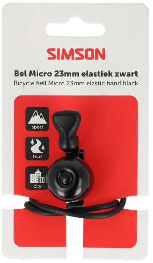 Simson Compacte fietsbel - 23mm - elastische bevestiging - zwart - veelzijdige montage van Simson