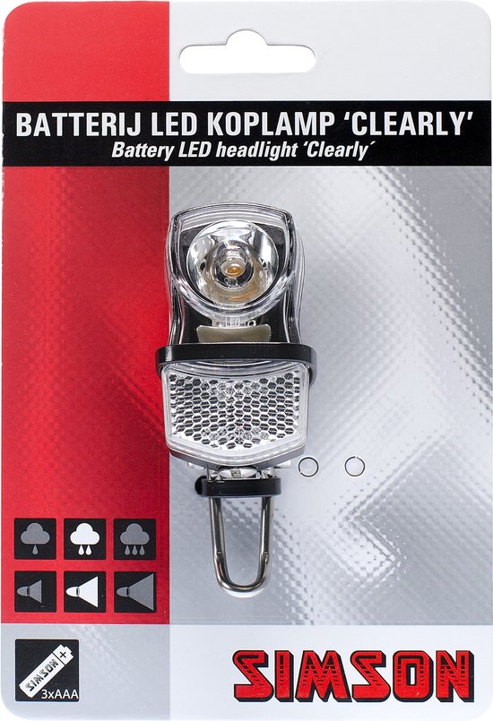 Simson Compacte LED koplamp - 7 LUX - Voorvorkmontage - Inclusief AAA batterijen