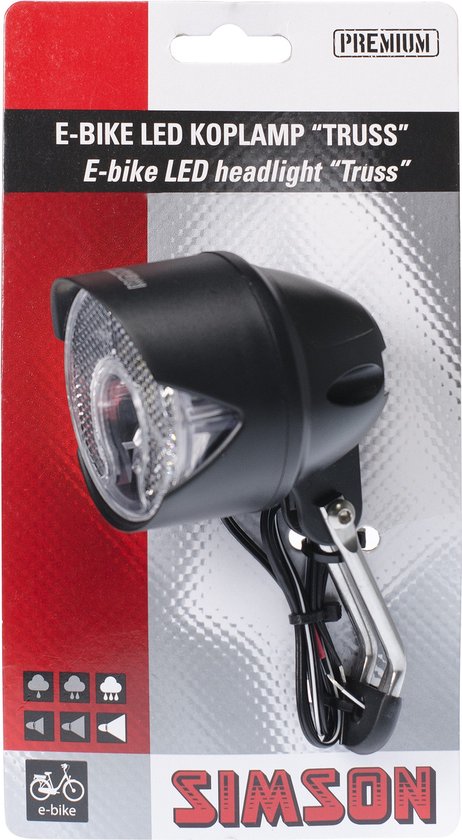 Simson E-bike voorvork koplamp - LED - 30 Lux - 6-60V - Premium kwaliteit