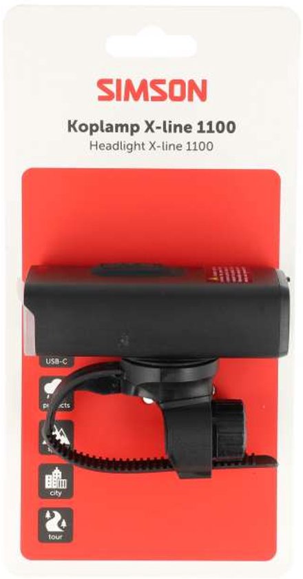 Simson koplamp Aurora X-line 1100 - USB-C oplaadbaar