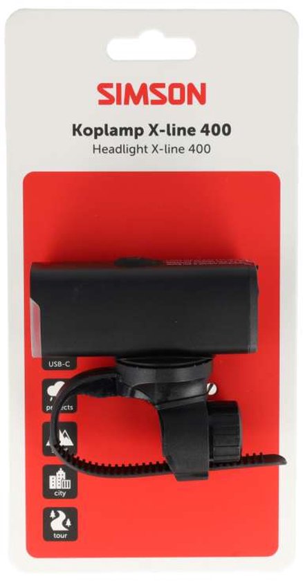 Simson koplamp Aurora X-line 400 - USB-C oplaadbaar