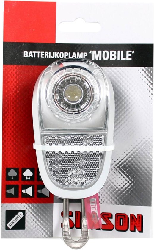 Simson LED voorvork koplamp - 35 LUX - Eenvoudige montage - Inclusief batterijen