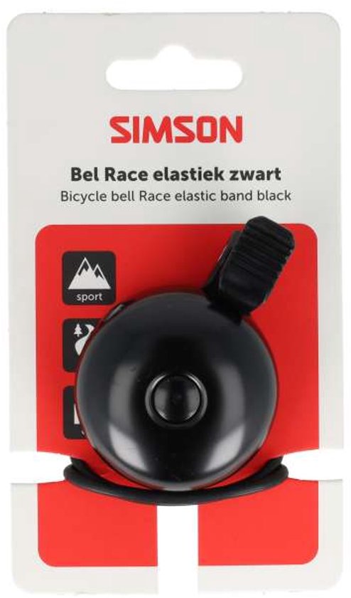 Simson Racefietsbel - Elastische Bevestiging - Zwart - Geluid tot 85 dB van Simson