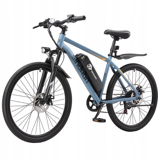 SINOHON EM200D 26'' Elektrische MTB – 250W Motor, 36V 10,4Ah Accu, 60km Bereik, 7-Speed Shimano – LED-Koplamp van Merkloos