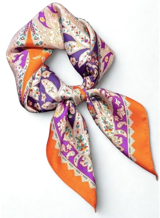 Sjaaltje met print - bandana met print - haarband - sjaaltje meerkleurig - bandana - vierkant sjaaltje met print - bandana sjaaltje - sjaaltje voor dames hals - oranje sjaal - Koningsdag - kingsday - oranje - orange - moederdag - moederdag cadeautje van Merkloos