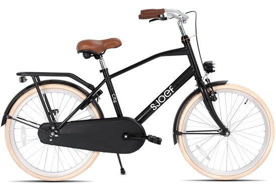 SJOEF City Jongensfiets 24 inch - Kinderfiets voor jongens van 8 tot 12 jaar - Mat Zwart van SJOEF