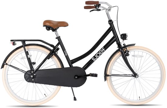 SJOEF City Meisjesfiets 22 inch - Kinderfiets voor meisjes van 7 tot 9 jaar - Mat Zwart van SJOEF