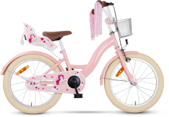 SJOEF Dolly Meisjesfiets 18 inch Roze | Kinderfiets 5, 6 & 7 jaar | Kledingmaat 110-123 | Fiets 18 inch van SJOEF