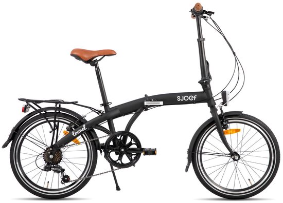SJOEF Travel Vouwfiets 20 inch - 6 Shimano Versnellingen -Compact & Lichtgewicht - Mat Zwart van SJOEF