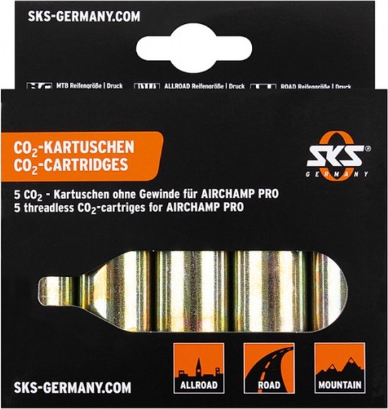 SKS Co2-Patronen - 5 Stuks - 16 Gram - Zonder Schroefdraad van SKS