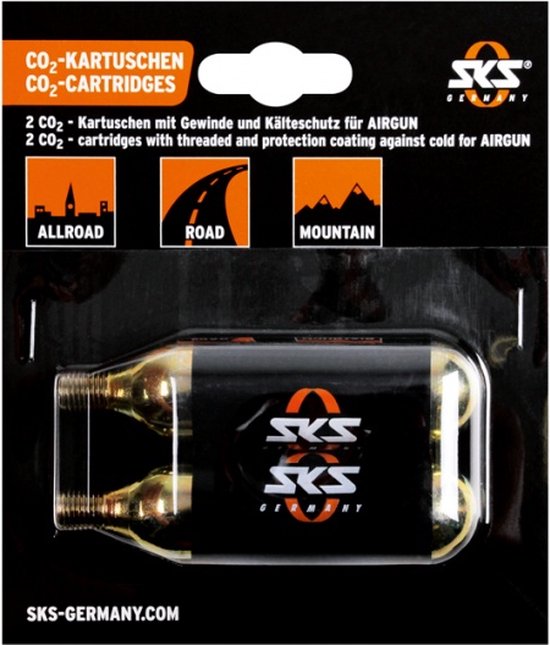 SKS Co2-Patronen voor SKS fietspomp - 16 Gram - Met Schroefdraad - 2 Stuks van SKS