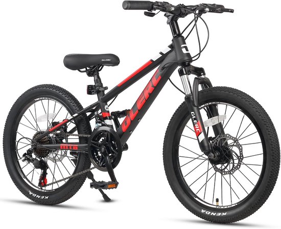 Skyline Kindermountainbike 20 inch, Fiets voor Jongens en Meisjes, Leeftijd 6-12 Jaar, 21 Versnellingen, Voorwielophanging, Schijfremmen, Stevig Frame, Zwart van Merkloos