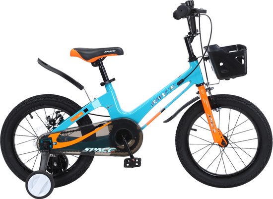 SKYS - kinderfiets van 3 t/m 5 jaar - 14 inch - blauw oranje van Merkloos