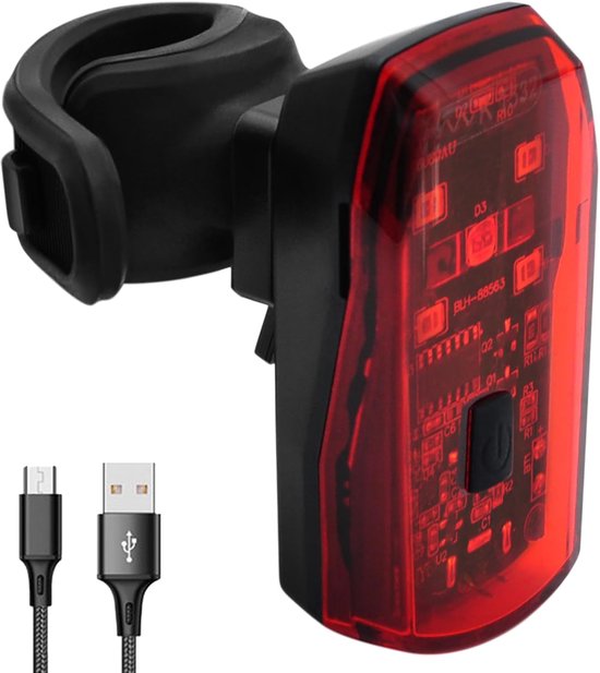 Slim Fiets Achterlicht met Remsensor en USB-C Oplaadbare Batterij - Rood IPX4 Licht voor Nacht Fietsen