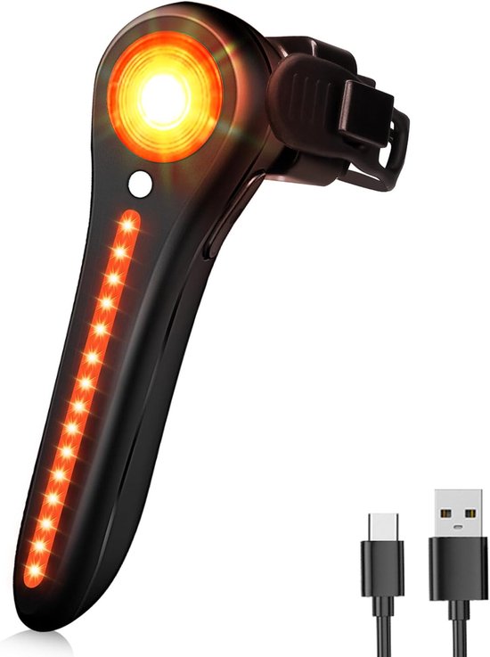Slim Fiets Achterlicht – Rem Sensor – USB-C – IP64 – 5 Standen – Voor MTB & Wegfietsen