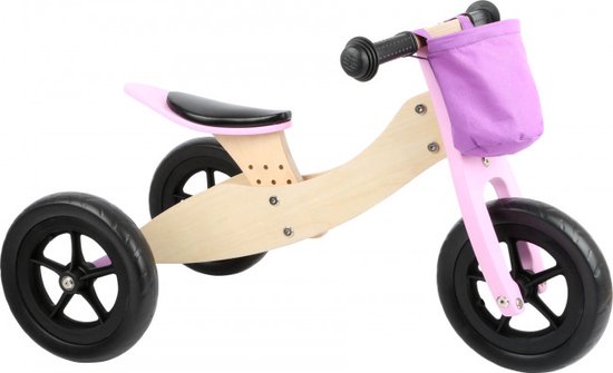 Small Foot - Houten Driewieler en Loopfiets 2in1 Maxi Roze van Small Foot