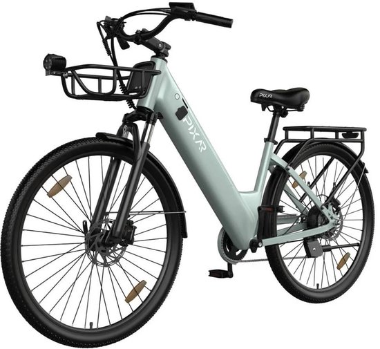 SmarAI C1 Pro Elektrische Stadsfiets 28 Inch - 250W Motor - 36V18Ah Accu - Extra Groot Bereik tot 120 km- Shimano 7 versnellingen - Verende Voorvork - Inclusief Fietsmand en Slot-Blauw
