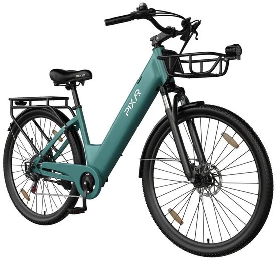 SmarAI C1 Pro Elektrische Stadsfiets 28 Inch - 250W Motor - 36V18Ah Accu - Extra Groot Bereik tot 120 km- Shimano 7 versnellingen - Verende Voorvork - Inclusief Fietsmand en Slot-Groente