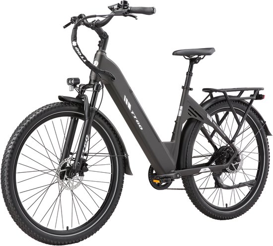 SmartAI 27.5" Elektrische stadsfietsen – 648WH Lithium Accu – Actieradius tot 120 km –250W Motor – 48V 13.5Ah Accu – Shimano 7s – Hydraulische Schijfremmen– Drievoudige Vering – Elektrische Fiets - 70 Nm- Grijs